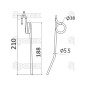 Zamienne zeby do przetrzasaczo-zgrabiarki gwiazdowej - prawa - Dlugosc:210mm, Szerokosc:17mm, Ø5.5mm - Zastepuje John Deere ...