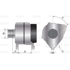 Alternator (Sparex) - 12V, 100 Ampery 