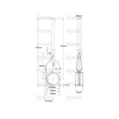 Zawór suwakowy mocowanie z siłownik hydrauliczny - Podwójnie kołnierzowe 6'' 