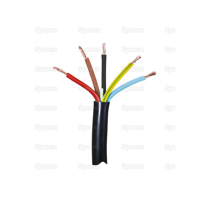 żyłowy kabel elektryczny - 5 Rdzeń, 1.5mm² Przewód, Czarny (Długość: 50M)