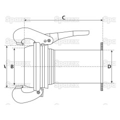 Złącze z kołnierzem czworokątnym - Długi - Męska 6'' (159mm) x 6'' (150mm) (galvanizado) 