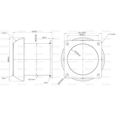 Złącze z kołnierzem czworokątnym - Męska 6'' (159mm) x (150mm) (galvanizado) 