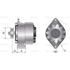 Alternator (Sparex) - 12V, 40 Ampery 