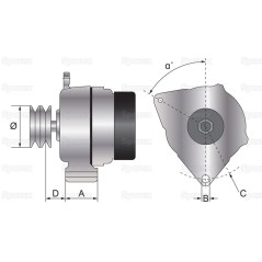 Alternator (Sparex) - 14V, 100 Ampery 