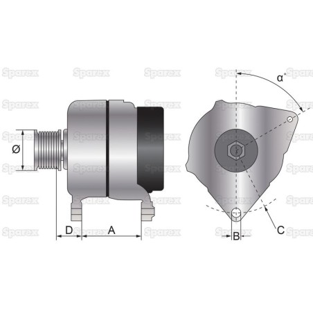 Alternator (Sparex) - 14V, 120 Ampery
