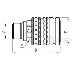 Faster gniazdo hydrauliczne Żeński 1/2'' Wielkość montażowa x M20 x 1.50 Metryczny Gwint męski