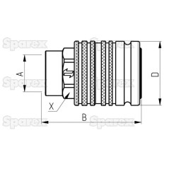 Faster gniazdo hydrauliczne Żeński 1/2'' Wielkość montażowa x M22 x 1.50 Metryczny Gwint żeński 