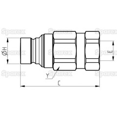 Faster Wtyczka hydrauliczna płaska Męski 3/8'' Wielkość montażowa x 1/2'' BSP Gwint żeński (agropak 1szt.) 