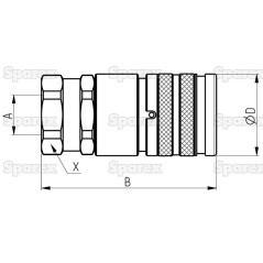 Faster Wtyczka hydrauliczna płaska Żeński 3/8'' Wielkość montażowa x 1/2'' BSP Gwint żeński (agropak 1szt.)