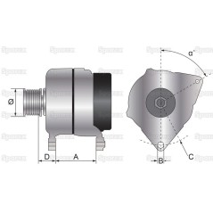 Alternator (Sparex) - 14V, 80 Ampery 