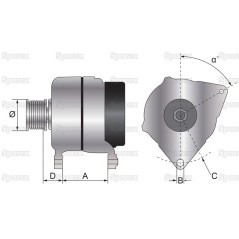 Alternator (Sparex) - 14V, 90 Ampery 