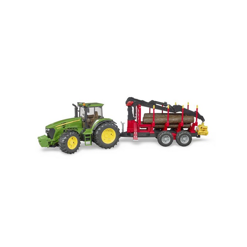 Bruder Traktor John Deere 7930 z przyczepą do drewna i 4  pniami 03054