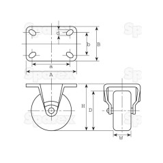 Fixed Rubber Kółko samonastawne - Pojemność: 150kgs, Ø koła, mm: 160mm