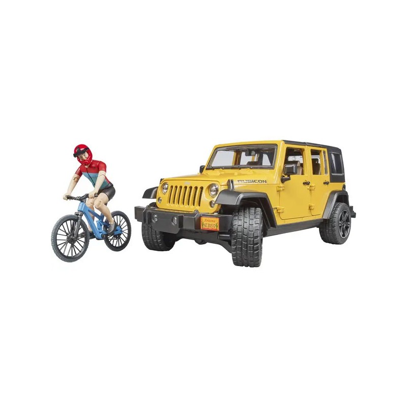 Bruder Jeep Wrangler Rubicon z figurką kolarza i rowerem  02543