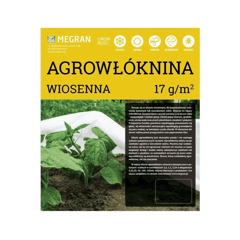 AGROWŁÓKNINA 17gm2 WIOSENNA 1.60100m