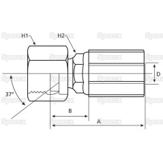 Gates JIC 37° Wkłąd węża 1/2'' x 7/8'''' Żeński Złączka prosta 