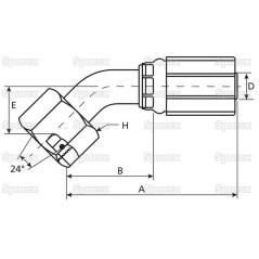 Gates Metryczny 24° Wkłąd węża 1/2'' x M22 x 1.50 Żeński 135° Złączka kątowa 