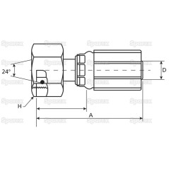 Gates Metryczny 24° Wkłąd węża 1/2'' x M22 x 1.50 Żeński Prosta 