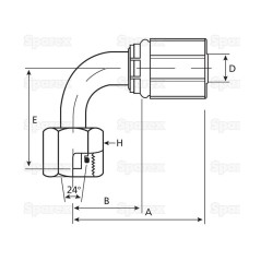 Gates Metryczny 24° Wkłąd węża 3/8'' x M20 x 1.50 Żeński 90° Złączka kątowa 