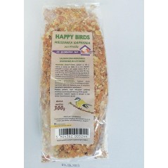 POKARM DLA PTAKÓW MIESZANKA 350g CAŁOROCZNA ZE SŁONECZNIKIEM HAPPY BIRDS