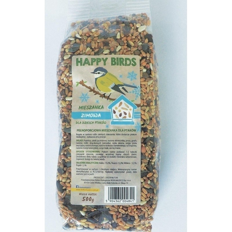 POKARM DLA PTAKÓW MIESZANKA 500g ZIMOWA HAPPY BIRDS