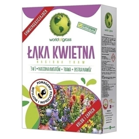 TRAWA WORLD OF GRASS ŁĄKA KWIETNA 1kg NATURALNE WSPARCIE DLA PSZCZÓŁ I MOTYLI AGRONAS