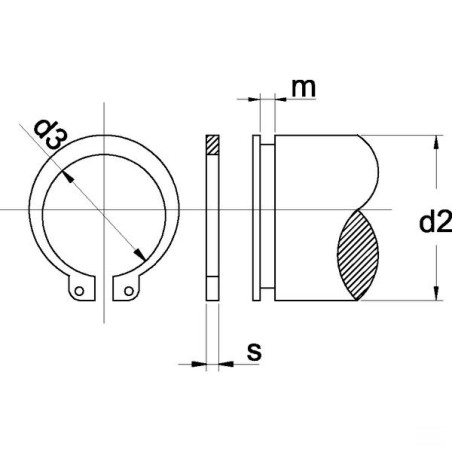 Kramp Pierścień zabezpieczający zewnętrzny, 19 mm