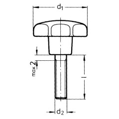 Kramp Pokrętło gwiaździste ręczne M8x40-25 męska 