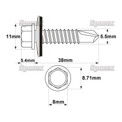 Blachowkręty, Wymiar: 5.5 x 38mm (DIN 7504K) 