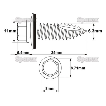 Blachowkręty, Wymiar: 6.3 x 25mm (DIN 7504K)