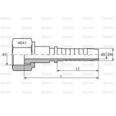 Dicsa ORFS Wkłąd węża 1/4'' x 11/16'' Gwint żeński Złączka prosta 