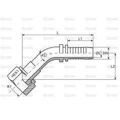 Dicsa ORFS Wkłąd węża 1/4'' x 9/16'' Gwint żeński 135° Złączka kątowa 