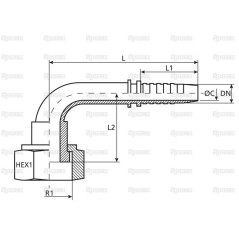 Dicsa ORFS Wkłąd węża 1/4'' x 9/16'' Gwint żeński 90° Złączka kątowa 