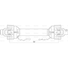 Weasler Wałek odbioru mocy-kompletny - (Lz) Długość: 860mm, 1 3/8'' x 6 frezów, bolec szybkiego zwalniania to 1 3/8'' x ...