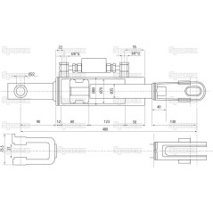 Wieszak hydrauliczny poziomujący (Dostarczany z: przewodami) - Widełki Otwór Ø 22mm - Widełki Otwór Ø 23x50mm - Długo...