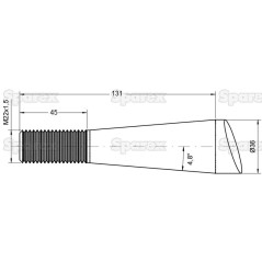 Ząb ładowacza - Prosta 1100mm, Wielkość gwintu: M22 x 1.50 (H - fluted) Zastępuje: 97631008 