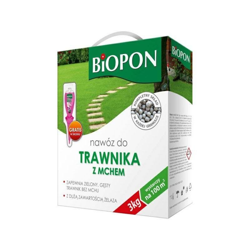 Nawóz Biopon Do Traw Z Mchem 3Kg Karton