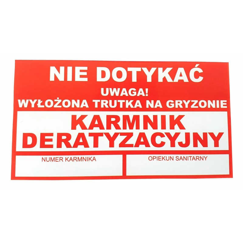 Naklejka ostrzegawcza ,,Karmnik deratyzacyjny'' 110 x 60, Can Agri