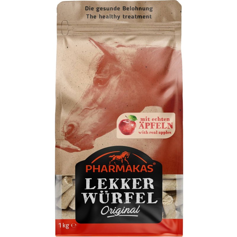 Smakołyki dla konia Lekkerwurfel, jabłko, 1 kg, Pharmakas Horse Fitform