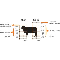 Siatka dla owiec TitanNet, 50 m, 90 cm, poj. szpic, czarno-pomarańczowa, Kerbl 