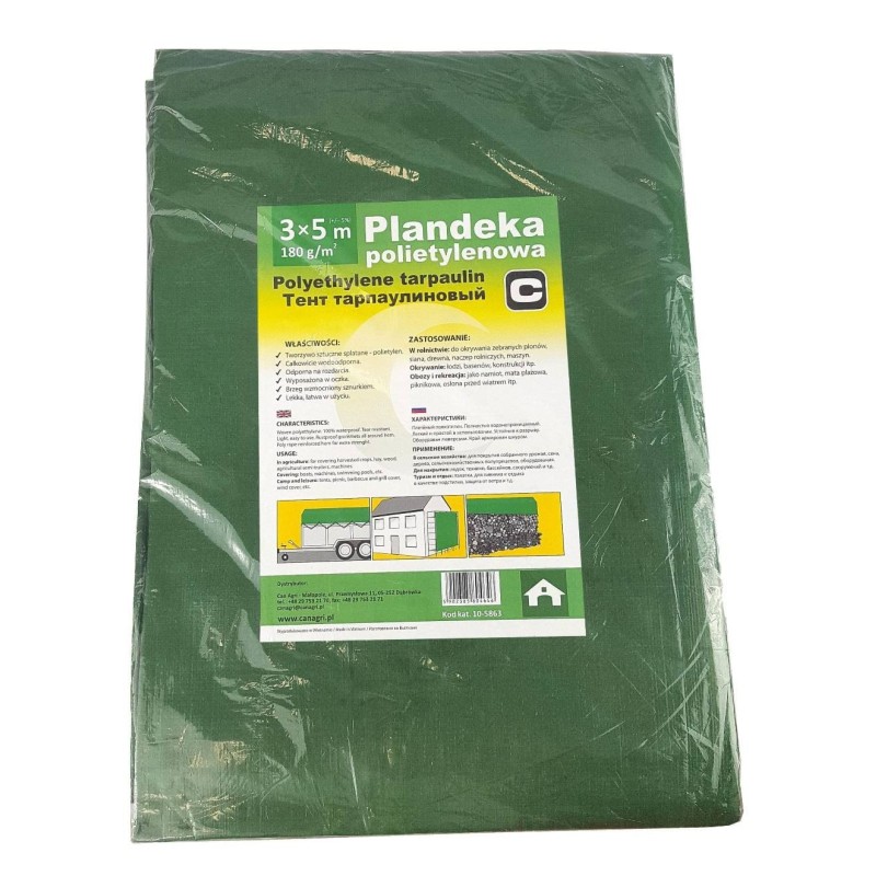 Plandeka 4x6 m, 180 g, zielona, PE, Can Agri