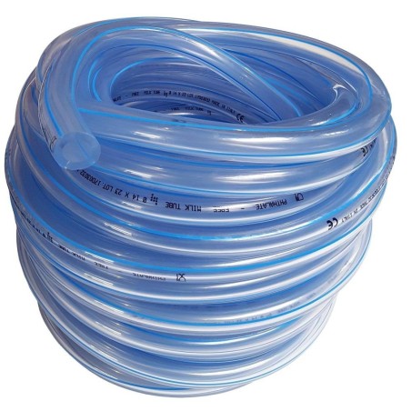 Przewód mleczny PVC, 15,5 x 25 mm, 30 m, 4 niebieskie paski, Spaggiari