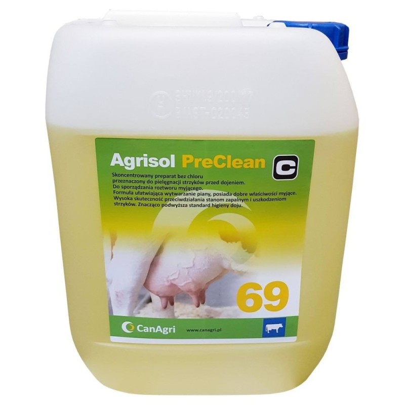 Płyn do mycia wymion Agrisol PreClean 69, 10 kg, Can Agri