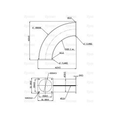 Kolano 90° z dwustronnym kołnierzem czworokątnym 6'' (150mm) (galvanizado) 