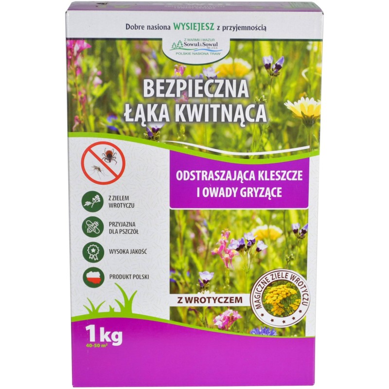 Mieszanka traw Bezpieczna Łąka Kwitnąca, 1 kg, Sowul & Sowul