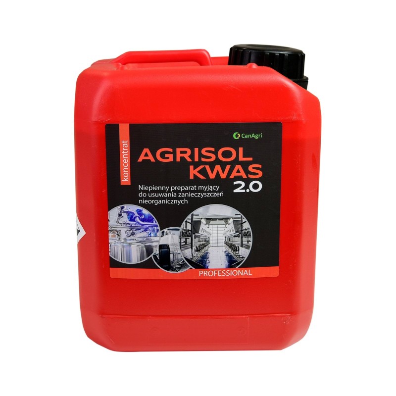 Kwaśny preparat myjący Agrisol Kwas 2.0, 5 kg, Can Agri