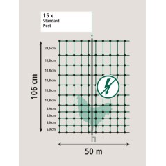 Siatka nieelektryczna dla drobiu, 50 m, 106 cm, podw. szpic, zielony, Kerbl 