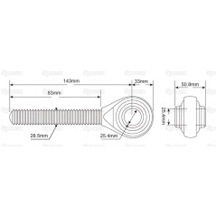 Końcówka cięgła cięgła - 1 1/8'' UNC - Kat.2