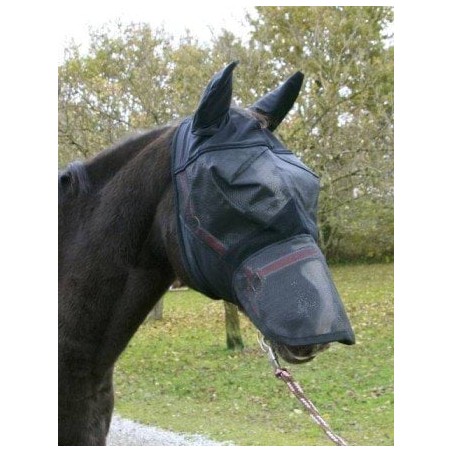 Maska przeciwowadowa dla konia z uszami i nozdrzami, czarny, roz. Cob, Covalliero