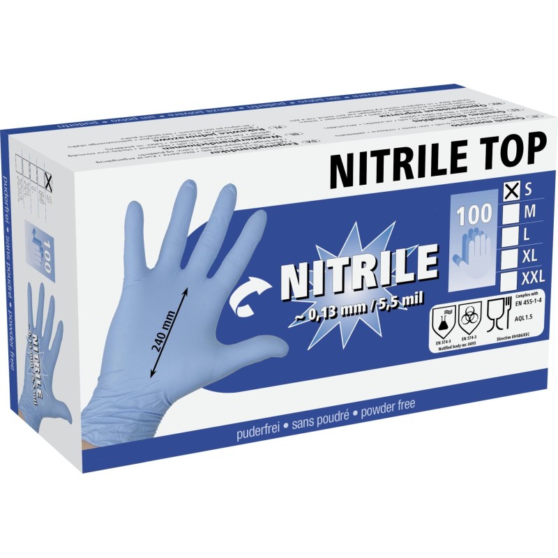 Rękawice Nitrile TOP, roz. M, niebieski, 100 szt., Kerbl